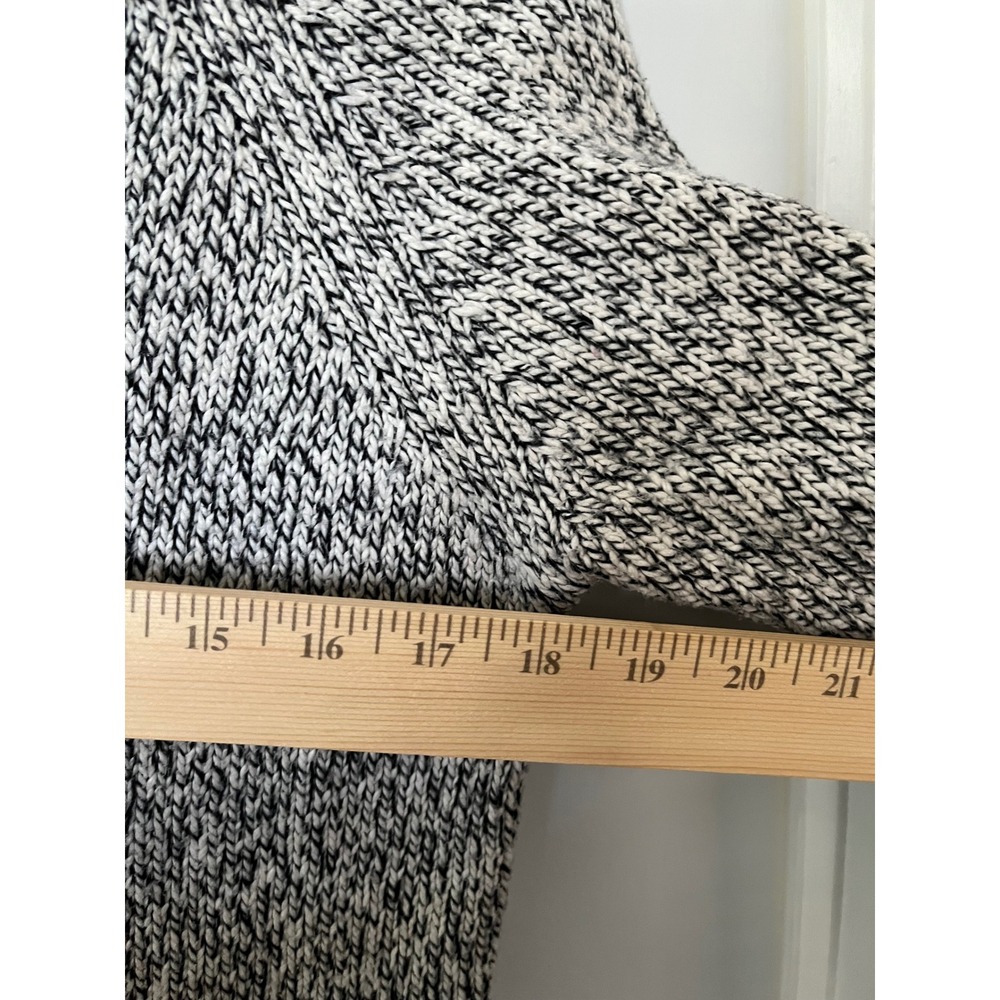 Roots Canada Marled Cable Knit Sweater Black White Crew Neck Raglan Medium - Picture 7 of 7
